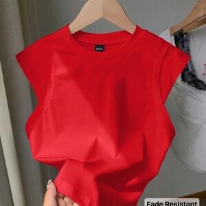 💥Bundle 5 for $15! Red Cap Sleeve Athletic Performance Top - NEW